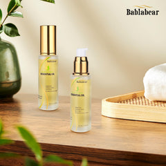 Bablabear Hair Oil gloss shot highlights enhanced shine and vibrant strands.