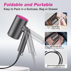 BABONIR Ionic Hair Dryer folded-compact design for travel storage