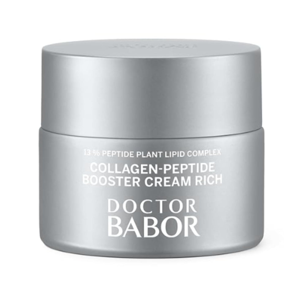 BABOR Collagen Face Cream tube close-up shows hydration with hyaluronic acid for lasting moisture