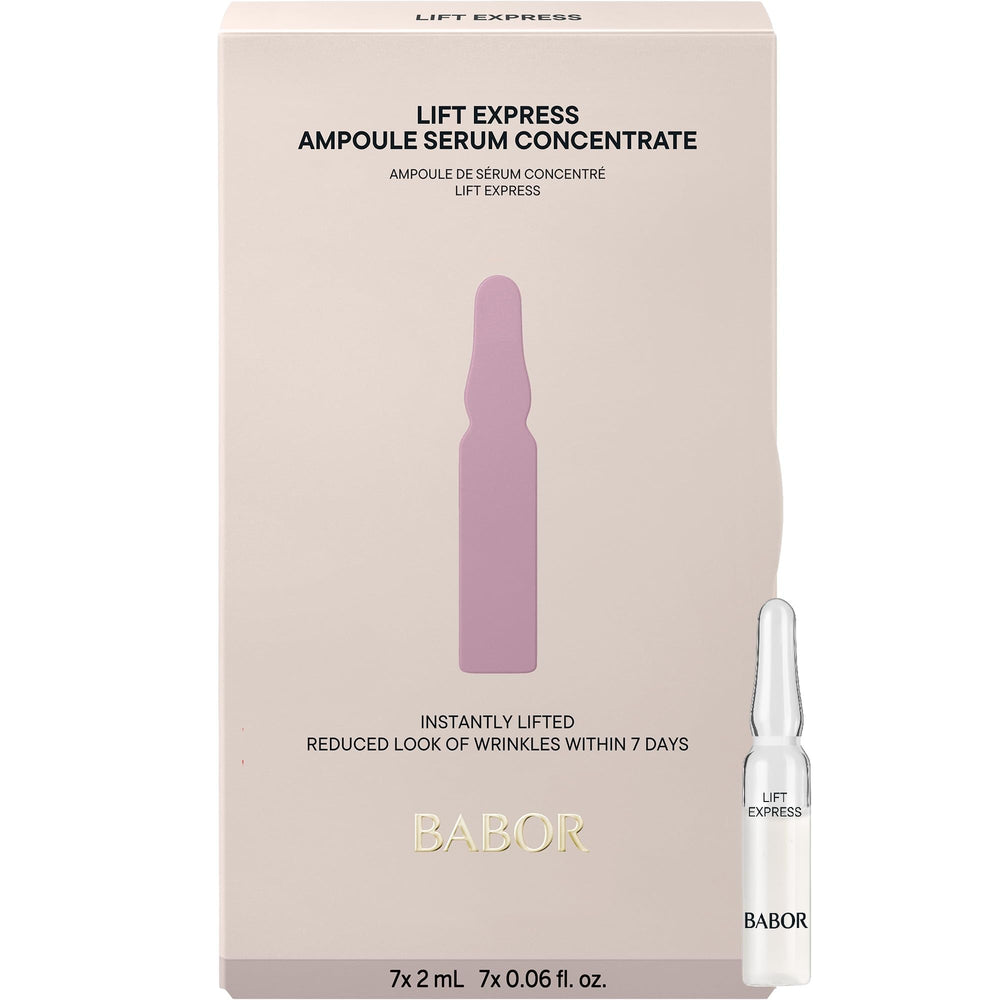 BABOR Lift Express Ampoule Concentrate pack shot highlighting a seven-day rejuvenating routine.