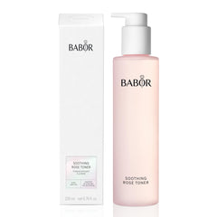 BABOR Soothing Rose Toner bottle front view shows alcohol-free hydration for sensitive skin