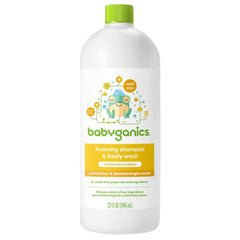 BabyGanics refill bottle with chamomile verbena for gentle head-to-toe cleansing.