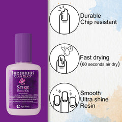Backscratchers Glass Glaze Stikr Resin with silk wraps demonstrates secure adhesion.