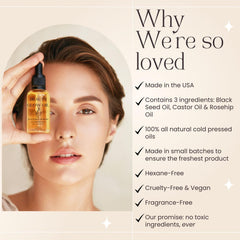 Bad Dog Beauty Glow Oil label closeup highlights the three-ingredient formula