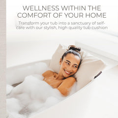 BADESOFA Luxury Bath Pillow M front view highlights plush, breathable cushion material