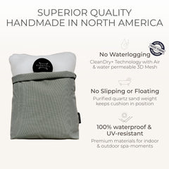 BADESOFA Luxury Bath Pillow S 3D Cleandry mesh speeds drying and airflow.