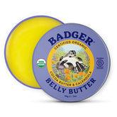 Badger Belly Butter tin front view for pregnancy skin hydration.