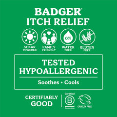 Badger bug bite itch relief stick compact packaging highlights natural ingredients and cruelty-free care