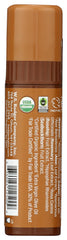 Badger creamy cocoa lip balm stick close-up showing rich cocoa butter texture.