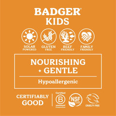 Badger Kids Mineral Sunscreen application on face and body showing easy rub-in and scent.