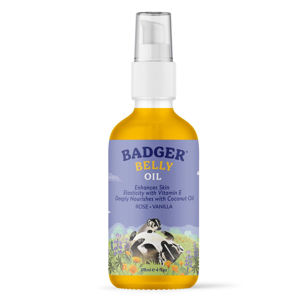 Badger pregnant belly oil bottle 4oz for smooth, hydrated skin