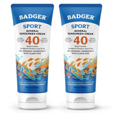 Badger Reef Safe Sport Mineral Sunscreen unscented tube 2-pack for everyday sun protection.