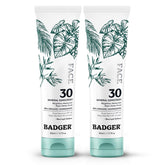 Badger zinc oxide face sunscreen SPF 30 bottle closeup for easy application.