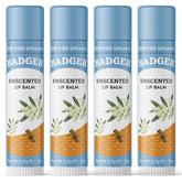 Badger Unscented Classic Lip Balm packaging highlights simple organic lip care.
