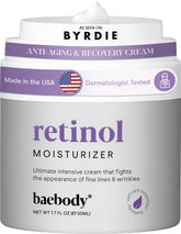 Baebody retinol cream face bottle pump demonstrates easy hygienic application for nighttime routine.
