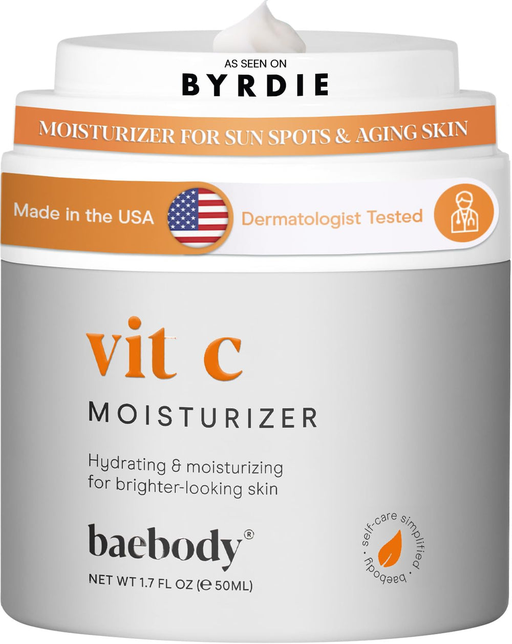 Baebody Vitamin C face moisturizer bottle for easy daily hydration and brightening routine.