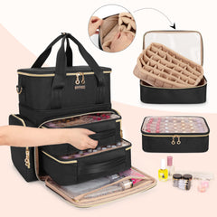 BAFASO Double Layer Nail Polish Organizer removable-polish-cases enable flexible organization while traveling.