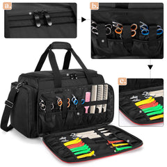 BAFASO hairdresser bag side pockets with mesh pouches.