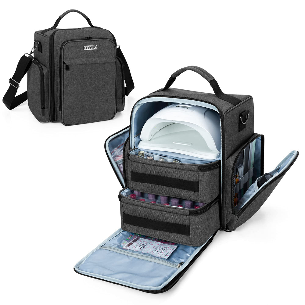 BAFASO nail-polish-organizer shows 48-bottle capacity for tidy travel storage.