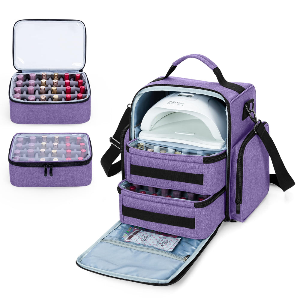 BAFASO nail polish organizer main compartment holds 48 bottles and lamp space