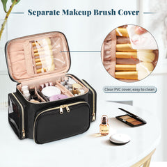 Bagmoly large makeup bag with brush compartment keeps brushes neatly separated