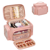 Bagmoly large makeup bag open showing spacious interior for organized cosmetics travel.