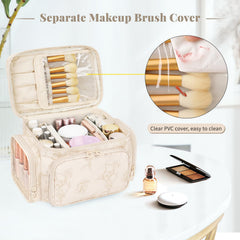 Bagmoly travel cosmetic bag with side pockets for toiletries and accessories.