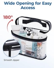 BAGSMART clear PVC material offers visibility and simple wipe-clean maintenance.