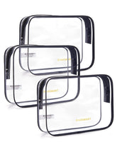BAGSMART Clear Toiletry Bag three-pack display showing TSA-ready organization