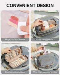 BAGSMART cosmetic bag with dirt-proof PVC pocket eases cleaning and storage of sponges