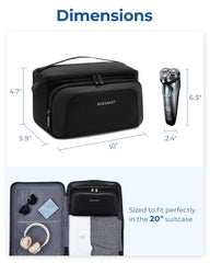 Bagsmart cosmetic bag includes a wet pocket to separate damp items.