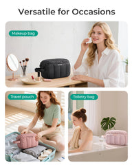 BAGSMART front compartment shows elastic straps for brushes and small items.