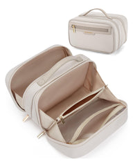 BAGSMART travel makeup bag front compartment for quick access to cosmetics on trips.