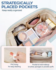 BAGSMART Makeup Bag Dirt-Proof Pocket keeps items clean with PVC lining