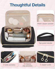BAGSMART makeup bag inner mesh pockets organize toiletries and accessories