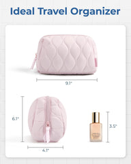 BAGSMART makeup bag features soft padded fabric for stylish, comfortable travel storage