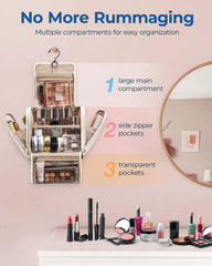 BAGSMART makeup organizer main compartment shows spacious storage for cosmetics.