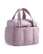 BAGSMART Puffy Travel Toiletry Bag front view shows spacious interior for essentials.