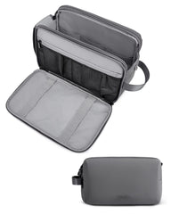 BAGSMART toiletry bag gray large front view showing spacious main compartment for organized toiletries.