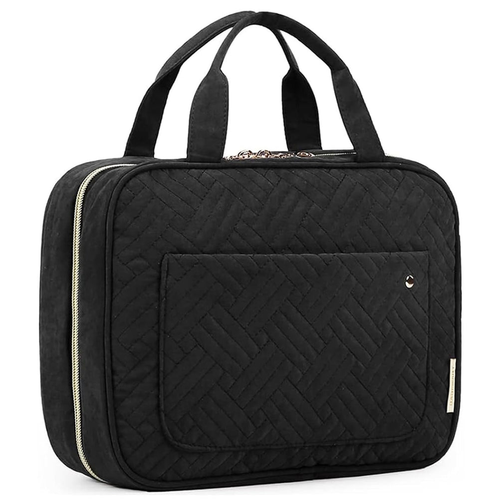 BAGSMART toiletry bag with hanging hook keeps cosmetics accessible during travel.