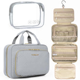 BAGSMART Toiletry Bag hanging strap view for convenient hotel bathroom setup