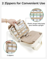 BAGSMART toiletry bag interior design elastic straps keeps bottles upright and stable