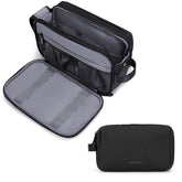 BAGSMART toiletry bag large black front view shows water resistance and ample capacity for travel.
