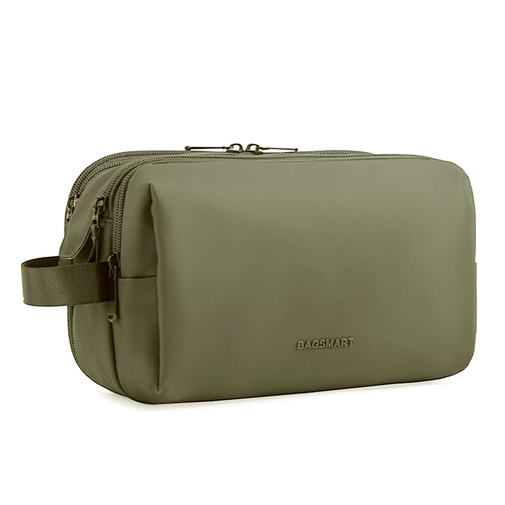 BAGSMART toiletry bag for men in green showing large capacity and organized compartments