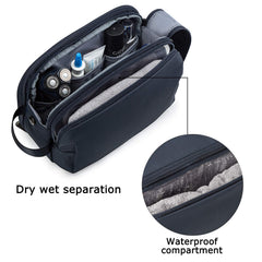 BAGSMART Toiletry Bag Navy front waterproof pocket for wet items separation