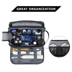 BAGSMART Toiletry Bag Navy interior with elastic straps keeps bottles upright