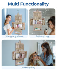 BAGSMART Puffy cosmetic bag uses soft material to protect makeup on trips.
