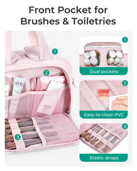 BAGSMART Toiletry Bag with waterproof PVC and dry-wet separation for clean packing.