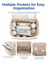 BAGSMART Travel Toiletry Bag handle and wide opening enable easy packing.