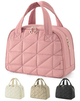 BAGSMART dark pink travel toiletry bag full view showing spacious interior for cosmetics.